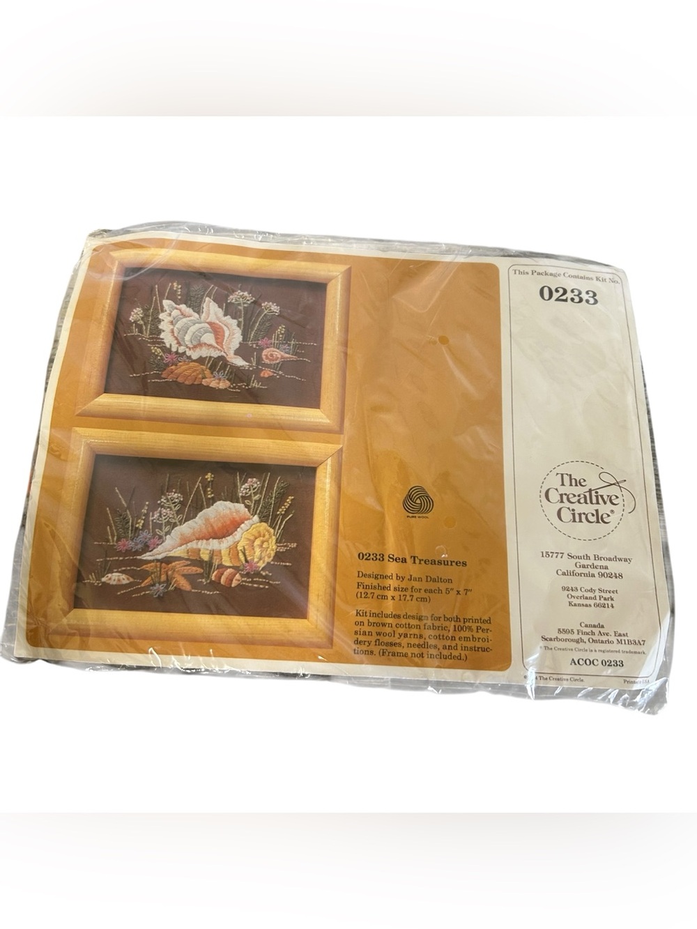 Vintage The Creative Circle Sea Treasures Crewel Embroidery Kit 0233 Jan Dalton